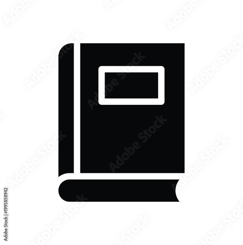 Simple Black Icon of Closed Book with Plain Cover and Spine Design