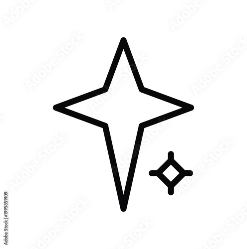 Simple and Elegant Star Icon Design with Sparkle Element for Graphics