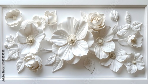Ornate white floral bas-relief (1)