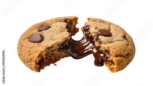 Bild auf Leinwand Broken Chocolate Chip Cookie with Gooey Melted Chocolate