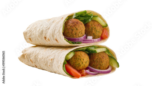 Foto Stacked Falafel Wraps with Lettuce Tomato and Red Onion