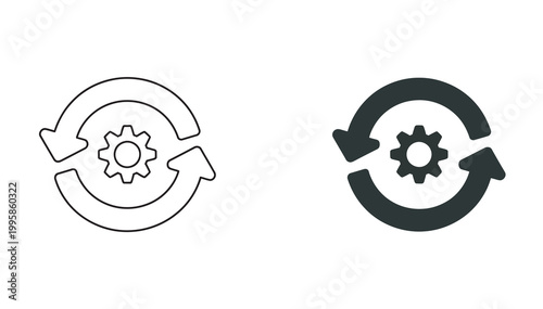 Circular arrows with gear symbol representing workflow, process, or automation