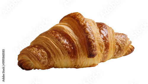 Golden flaky croissant pastry with layered dough and glossy glaze
