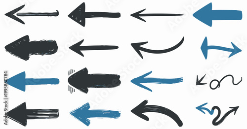 Hand drawn brush stroke arrow set for creative design projects and artistic illustrations