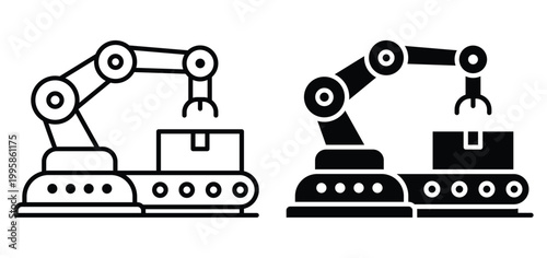 Industrial Robotic Arm in Two Styles for Automation and Manufacturing Use