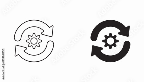 Circular arrows with gear icon representing process, workflow, and automation