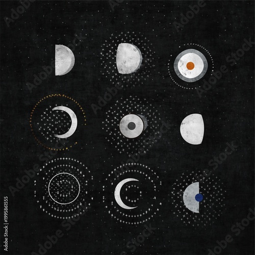 abstract illustration of the planets of the solar system