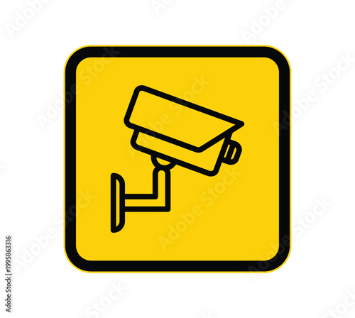 Security Camera Icon on Yellow Background for Safety and Surveillance Use