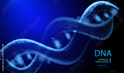 Medical dna vector. A.I. DNA genome waves, future connect innovation design. Science chromosome molecule background. Technology ai genetic code.