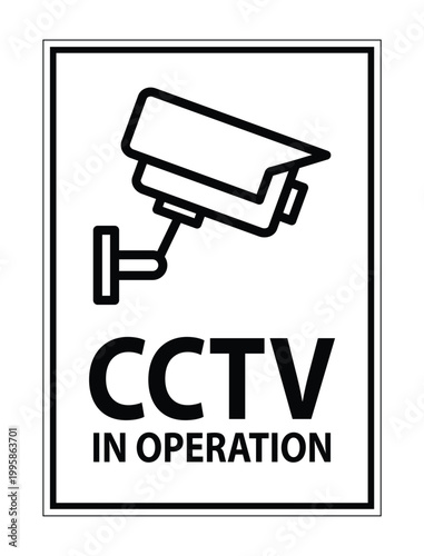 CCTV Surveillance Sign with Camera Illustration for Security Notifications