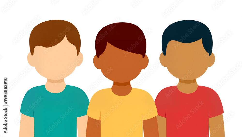 Fototapeta premium Diverse group of three young boys with different skin tones