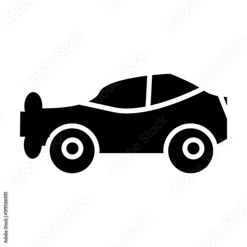 vector illustration of a toy car black glyph solid style