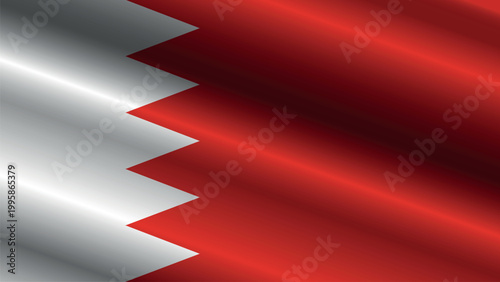 Light and glowing waving silk fabric background with the jagged design of the flag of Bahrain.
