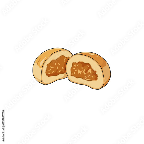 Nastar Pineapple Tart Cut Open Indonesian Cookies Vector Illustration