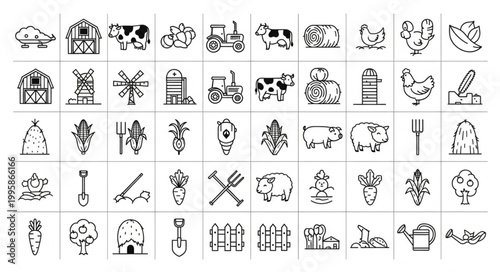 Collection of Farm and Agriculture Icons.