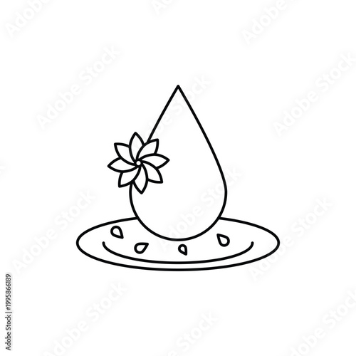Essentials oil drop icon isolated on white background in stroke line style