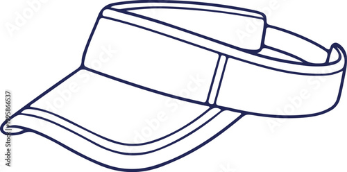 Blue Sun Visor Hat Line Art Icon for Sports and Summer Fashion
