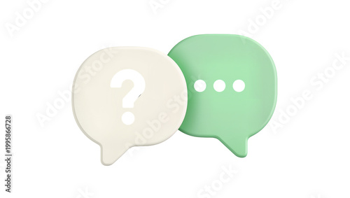 Foto Cream and Mint Speech Bubbles with Question and Ellipsis Marks