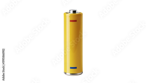 Foto Yellow Alkaline Battery with Red and Blue Indicator Stripes