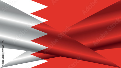 Futuristic abstract background with sharp intersecting geometric cones in Bahrain flag colors.