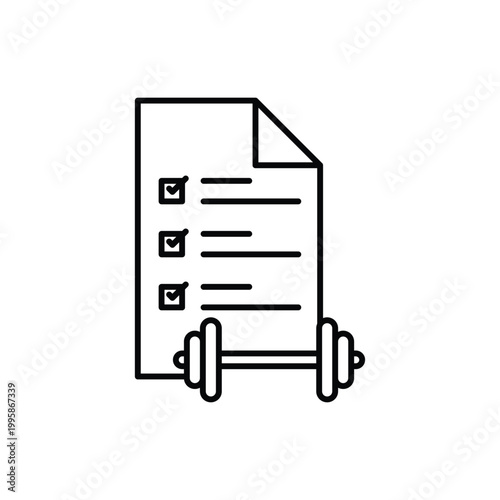 Fitness plan icon isolated on white background in stroke line style