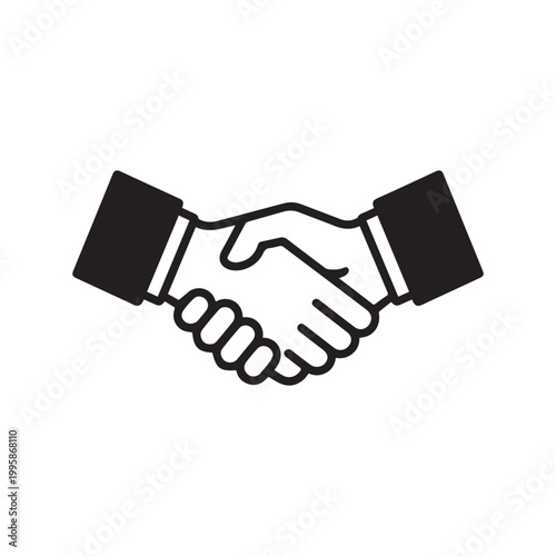 Business handshake icon vector, professional partnership agreement and cooperation symbol in monolinear style