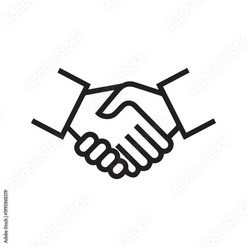 Handshake icon vector, business partnership concept, minimal monolinear agreement and deal symbol isolated on white background.