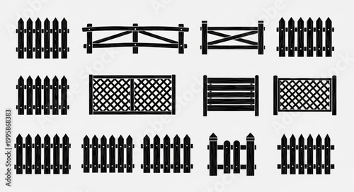 Collection of various wooden fence designs and styles.