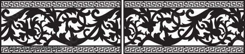 Fotografie laser cutting Ornamental Floral Border Pattern With Greek Key Trim Decorative Re