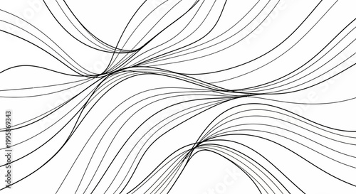 Elegant Abstract Background with Dynamic Flowing Curved Lines in Monochrome, Minimalist Digital Art Pattern for Modern Design