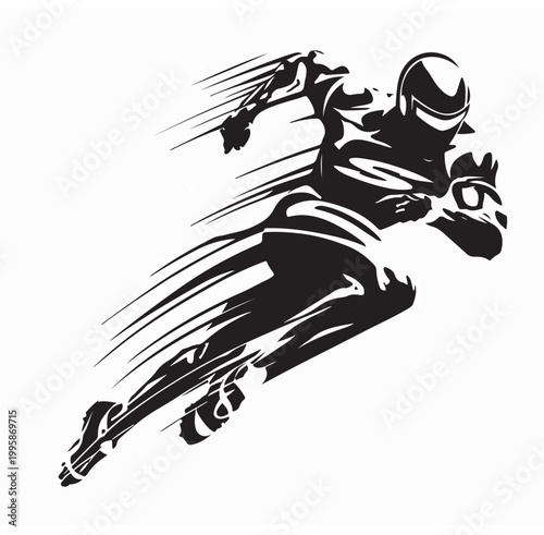 Fast Running Football Player In Motion Silhouette Vector Graphic