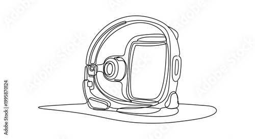 Space helmet outline illustration. Astronaut headwear design for cosmic exploration and science fiction concepts.