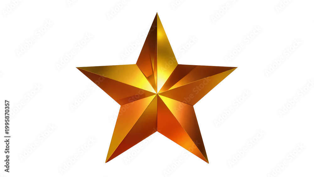 Obraz premium Metallic golden starburst with reflective surface and shadow