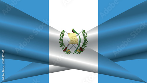 Futuristic abstract background with sharp intersecting geometric cones in colors of the Guatemala flag.