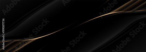 Black and gold abstract luxury background flowing metallic curves with glossy gradients and subtle shimmer, black and gold, abstract background, luxury tones create refined atmosphere of opulence