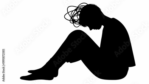 Silhouette of person with tangled thoughts