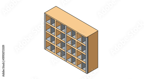Industrial Isometric Pigeonhole Rack with Multiple Compartments for Sorting and Organization