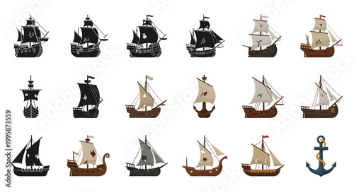 Vintage Sailing Ships Collection: Old Vessels, Nautical Icons, Maritime History