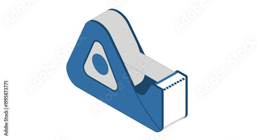 Isometric Blue Adhesive Tape Dispenser Vector Illustration for Office and Stationery Design