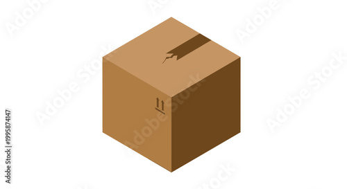 Isometric Brown Cardboard Box Vector Illustration Isolated on White Background for Shipping and Delivery