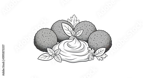 Falafel Balls with Tahini Sauce and Fresh Herbs