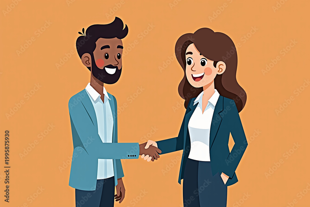 Fototapeta premium Dynamic Business Partnership: Client and Owner Handshake