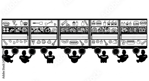 Ancient Egyptian Hieroglyphs and Figures Depicting Daily Life.