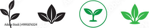 Green leaf icon set ecology nature organic symbol collection vector illustration design.