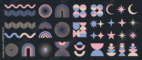 Abstract Geometric Shapes and Patterns Collection with Minimalist Design Elements
