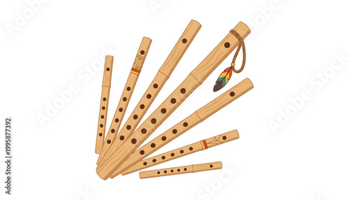 traditional papua new guinea bamboo flute vector illustration on transparent background