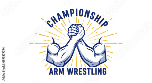 Arm Wrestling Championship Logo - Strength Competition Icon