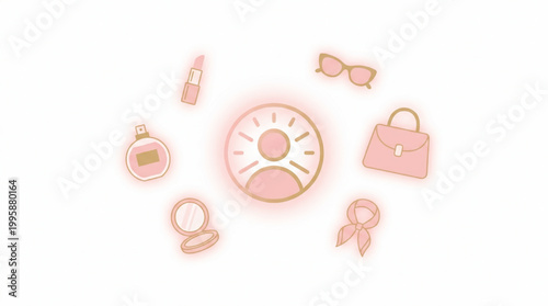 Set of feminine beauty and fashion accessories