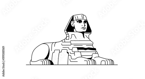Stylized illustration of a sphinx icon on a white background