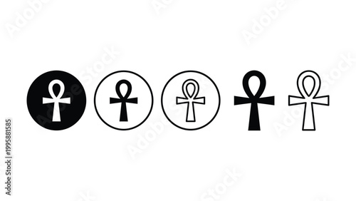 Four different Ankh symbols in black and white on a plain white background
